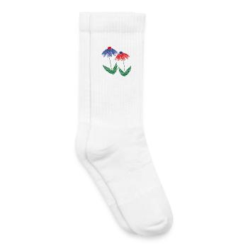 Flowers Blue Red - Kids Tennis Socks - white - Right