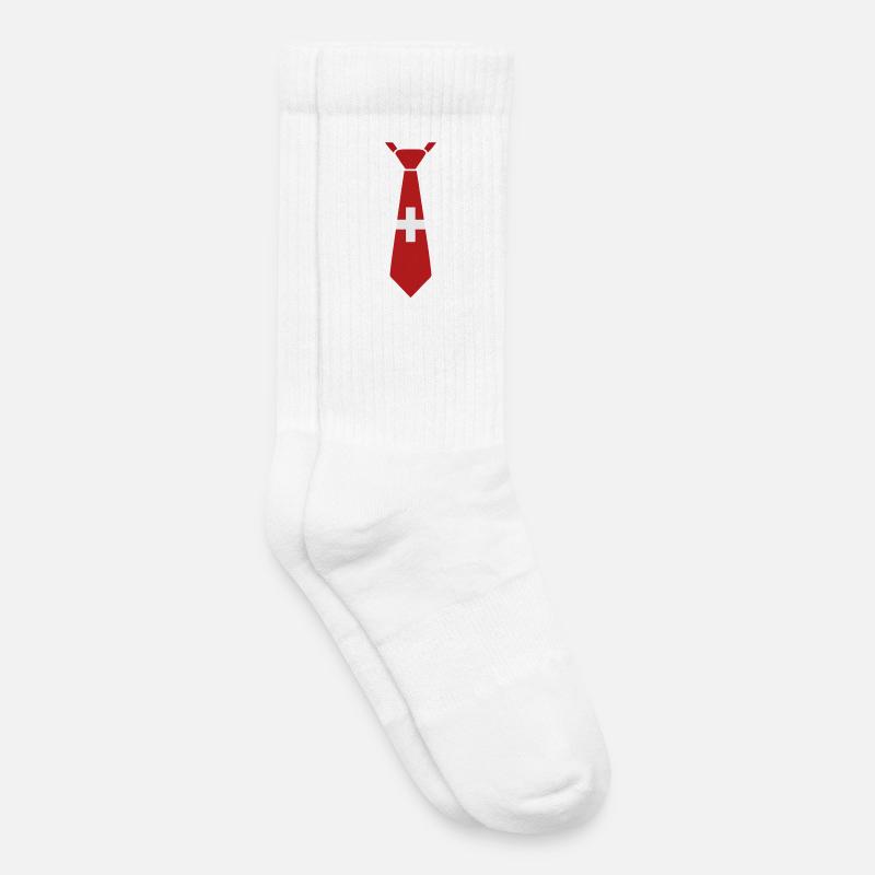 Schweizer Krawatte – Flaggendesign - Kinder Tennissocken - Weiß
