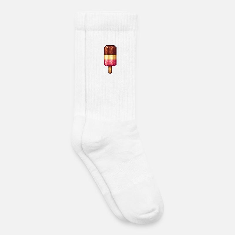 Retro Pixel Eis am Stiel - Kinder Tennissocken - Weiß