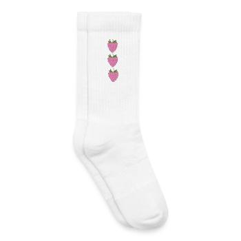 raspberries trio pattern - Kids Tennis Socks - white - Right