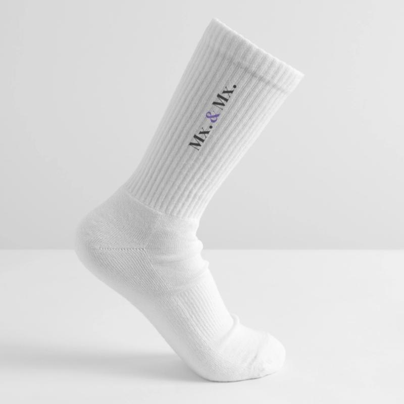Mx. and Mx. Wedding Design in Vertical Type Stack  Kinder Tennissocken