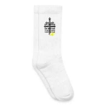 Croix lorraine et chope jaune - Chaussettes de tennis bio enfant - blanc - Droite