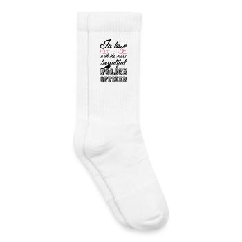 In love - Police Polizei, Liebe, Sprüche, Geschenk - Kids Tennis Socks - white - Right
