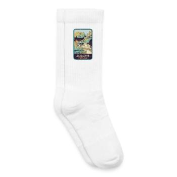 Badge retro, Algarve Portugal, plage été soleil - Chaussettes de tennis bio enfant - blanc - Droite