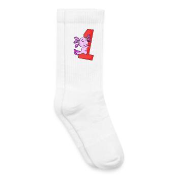 1 an - Inscription - Motif Axolotl - Chaussettes de tennis bio enfant - blanc - Droite