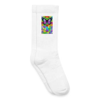 Erhabener mehrfarbiger Schmetterling - Kinder Tennissocken - Weiß - Rechts