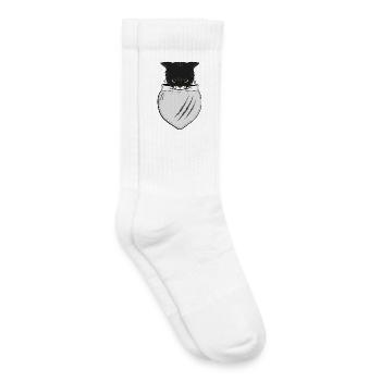 Chat de poche | Cadeaux pour les amoureux des chats - Chaussettes de tennis bio enfant - blanc - Droite