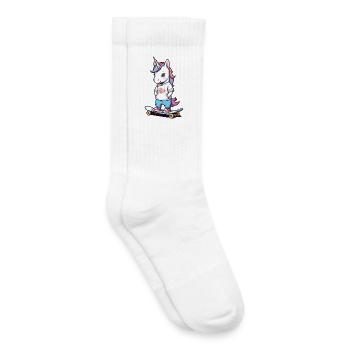 Licorne patineuse mignonne - Chaussettes de tennis bio enfant - blanc - Droite