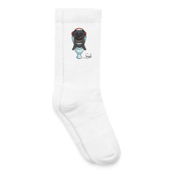 Hardcore Gamer Mops auf der Toilette zockt - Kinder Tennissocken - Weiß - Rechts