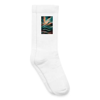 Surreal Waves & Clouds Vibrant Abstract Landscape - Kids Tennis Socks - white - Right