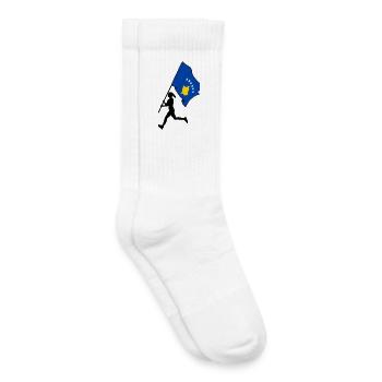 Flagge Kosovo Frau läuft - Kinder Tennissocken - Weiß - Rechts