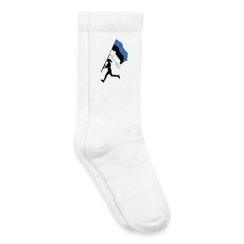 Flagge Estland Frau läuft - Kinder Tennissocken - Weiß - Rechts
