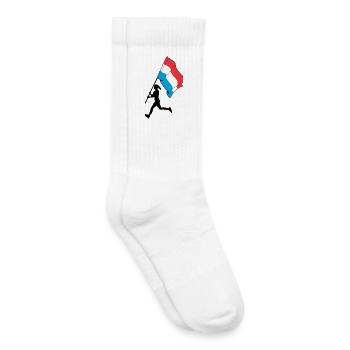 Flag Luxembourg woman running - Kids Tennis Socks - white - Right