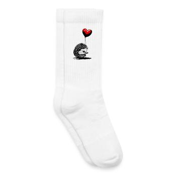 Hedgehog with Heart Balloon - Heartful Creatures - Kids Tennis Socks - white - Right