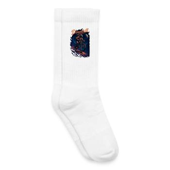 MTB Mountainbiking Downhill Astronaut Geschenk - Kinder Tennissocken - Weiß - Rechts