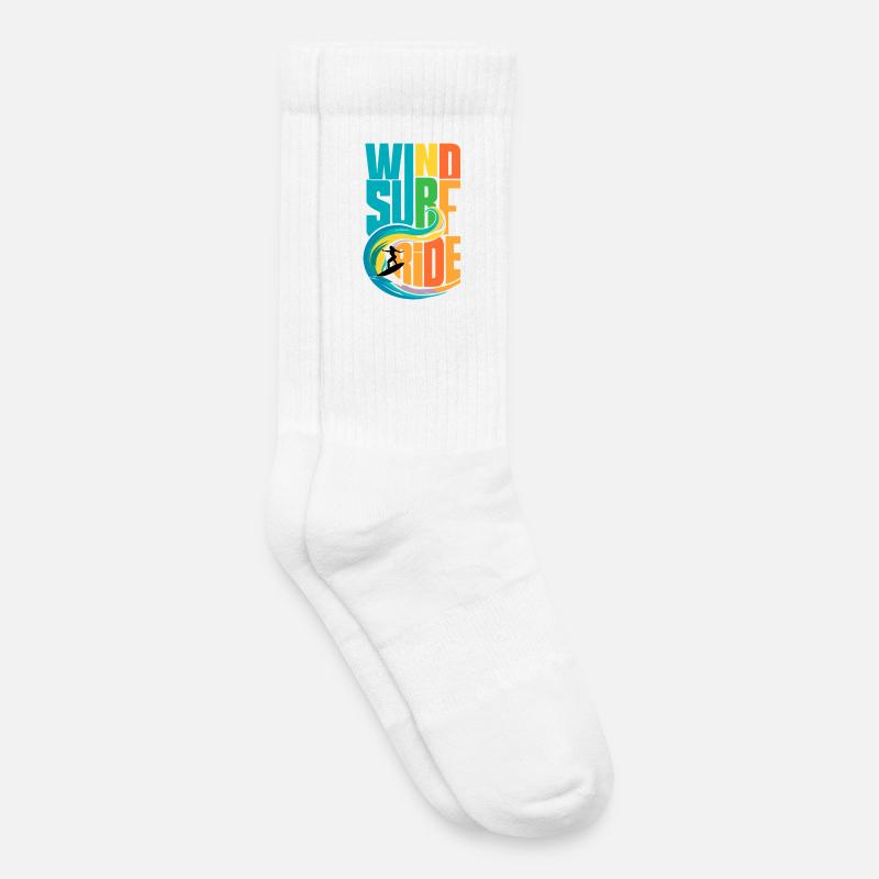 Farbenfrohe Windsurf-Ride-Action-Kunst - Lebendige Gewässer - Kinder Tennissocken - Weiß