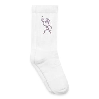 Minimalist Zebra Tennis Player Silhouette - Kids Tennis Socks - white - Right