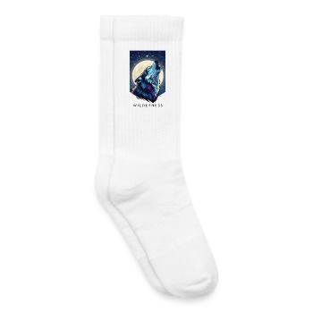 Mystischer Wolf unter Vollmond - Kinder Tennissocken - Weiß - Rechts