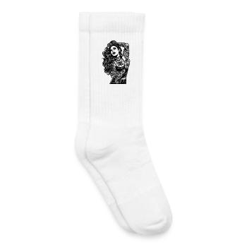 Portrait Tatouage Noir et Blanc Moderne - Chaussettes de tennis bio enfant - blanc - Droite