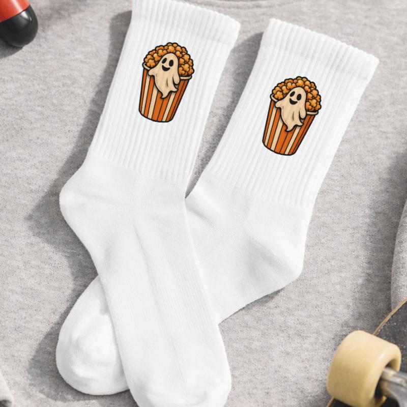 Fantôme de pop-corn dans le pot de pop-corn Chaussettes de tennis bio enfant