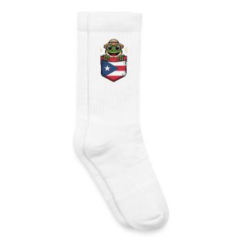 Porto Rico Coqui Avec Chapeau De Paille Dans Le Drapeau - Chaussettes de tennis bio enfant - blanc - Droite