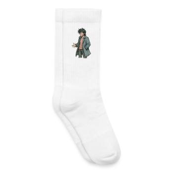 Rebelle manga masquée en trench-coat - Chaussettes de tennis bio enfant - blanc - Droite