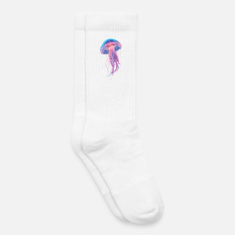 Regenbogen-Neonquallen - Kinder Tennissocken - Weiß