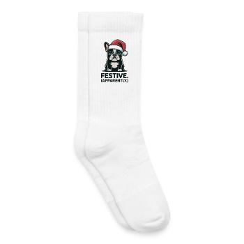 Ambiance festive de chat sombre et sombre de Noël - Chaussettes de tennis bio enfant - blanc - Droite