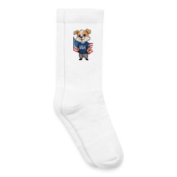 Patriotischer Cartoon-Hund mit USA Flagge - Kinder Tennissocken - Weiß - Rechts