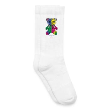 Mosaïque géométrique florale en nounours - Chaussettes de tennis bio enfant - blanc - Droite