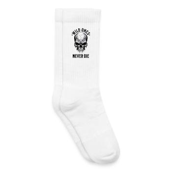 crâne squelette moto motard gang - Chaussettes de tennis bio enfant - blanc - Droite