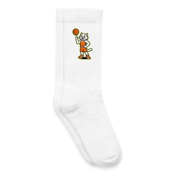 Mascotte chat de basket-ball en orange - Chaussettes de tennis bio enfant - blanc - Droite