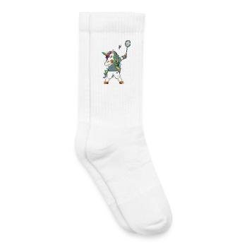 Dabping de la licorne de badminton : design sportif drôle - Chaussettes de tennis bio enfant - blanc - Droite