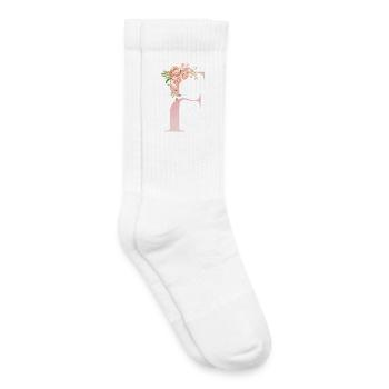 F florale pastel romantique - Chaussettes de tennis bio enfant - blanc - Droite