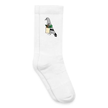 Sac d’épicerie Pigeon – Illustration minimaliste urbaine - Chaussettes de tennis bio enfant - blanc - Droite