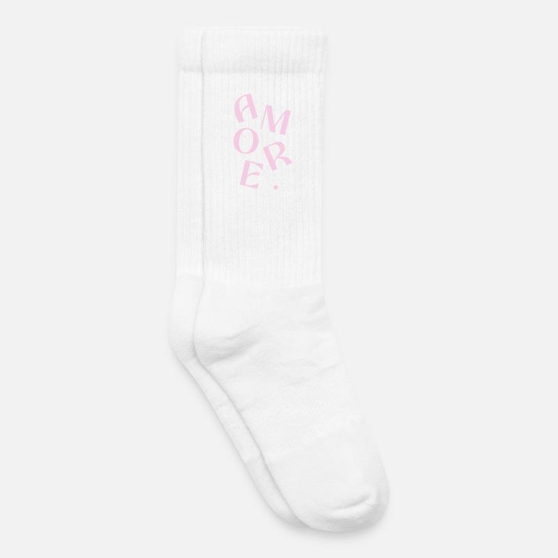 Conception de texte Pink Amore - Chaussettes de tennis bio enfant - blanc