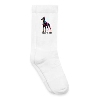 Geometric Doberman Pinscher - Beware The Silent -  - Kids Tennis Socks - white - Right