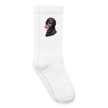 Bessie Coleman with pink sunglasses and bubblegum - Kids Tennis Socks - white - Right