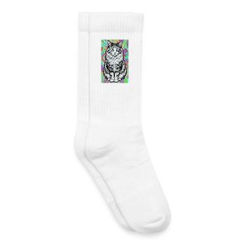 chat - Chaussettes de tennis bio enfant - blanc - Droite