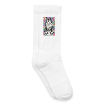 chat - Chaussettes de tennis bio enfant - blanc - Droite