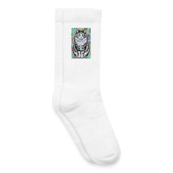 chat - Chaussettes de tennis bio enfant - blanc - Droite