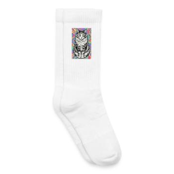 chat - Chaussettes de tennis bio enfant - blanc - Droite