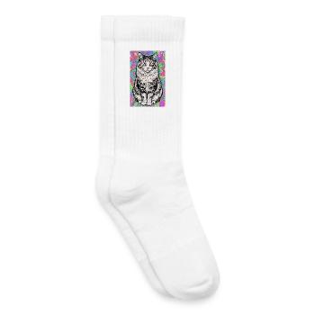 chat - Chaussettes de tennis bio enfant - blanc - Droite