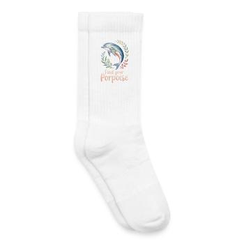 Find Your Porpoise Schweinswal Motivation Spruch - Kinder Tennissocken - Weiß - Rechts
