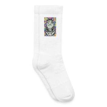 chat - Chaussettes de tennis bio enfant - blanc - Droite