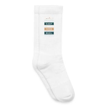 Retro Fishing Cast Miss Reel - Kids Tennis Socks - white - Right