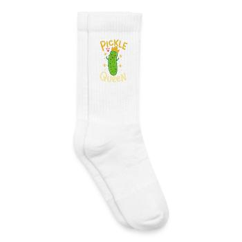 Gurkenkönigin: Gekrönte Gurke - Kinder Tennissocken - Weiß - Rechts