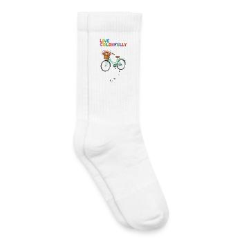 Vélo fleuri coloré - Chaussettes de tennis bio enfant - blanc - Droite
