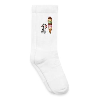 Vache émerveillée par la tour de glace - Chaussettes de tennis bio enfant - blanc - Droite