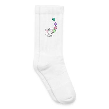 Éléphant Ballon Pastel - Chaussettes de tennis bio enfant - blanc - Droite